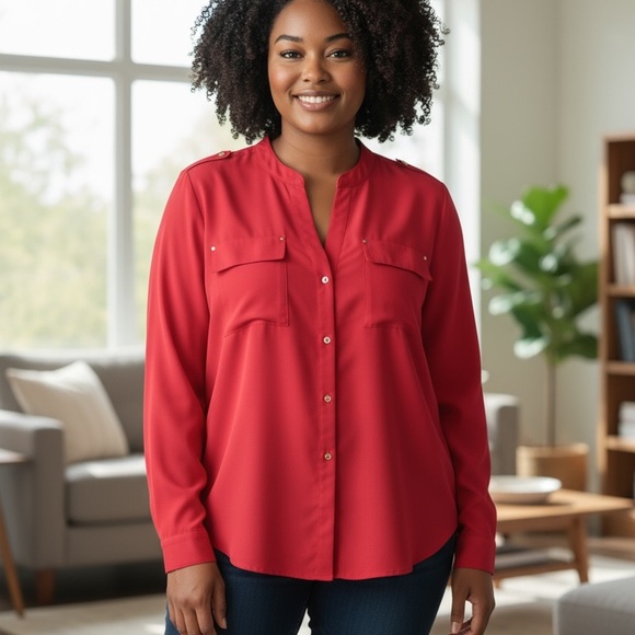 Calvin Klein Red Women's Blouse - Picture 1 of 7